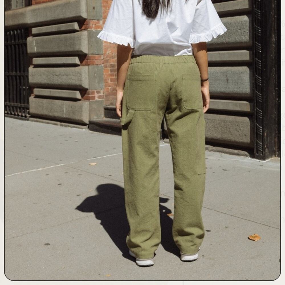 Tigre Et Tigre Sunny Canvas Utility Cargo Pants Green High Rise Small - Picture 4 of 12
